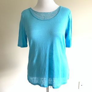 Talbots Linen Sweater with Lace Neckline PL